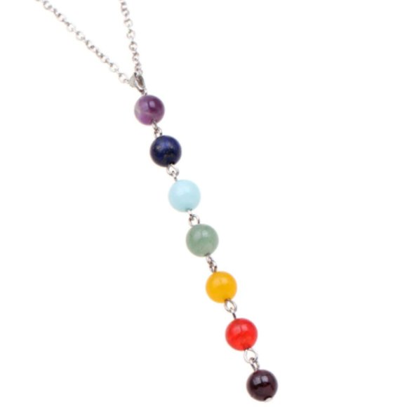 Boho Yoga Balance 7 Chakra Healing Bead Necklace - Picture 2 of 4